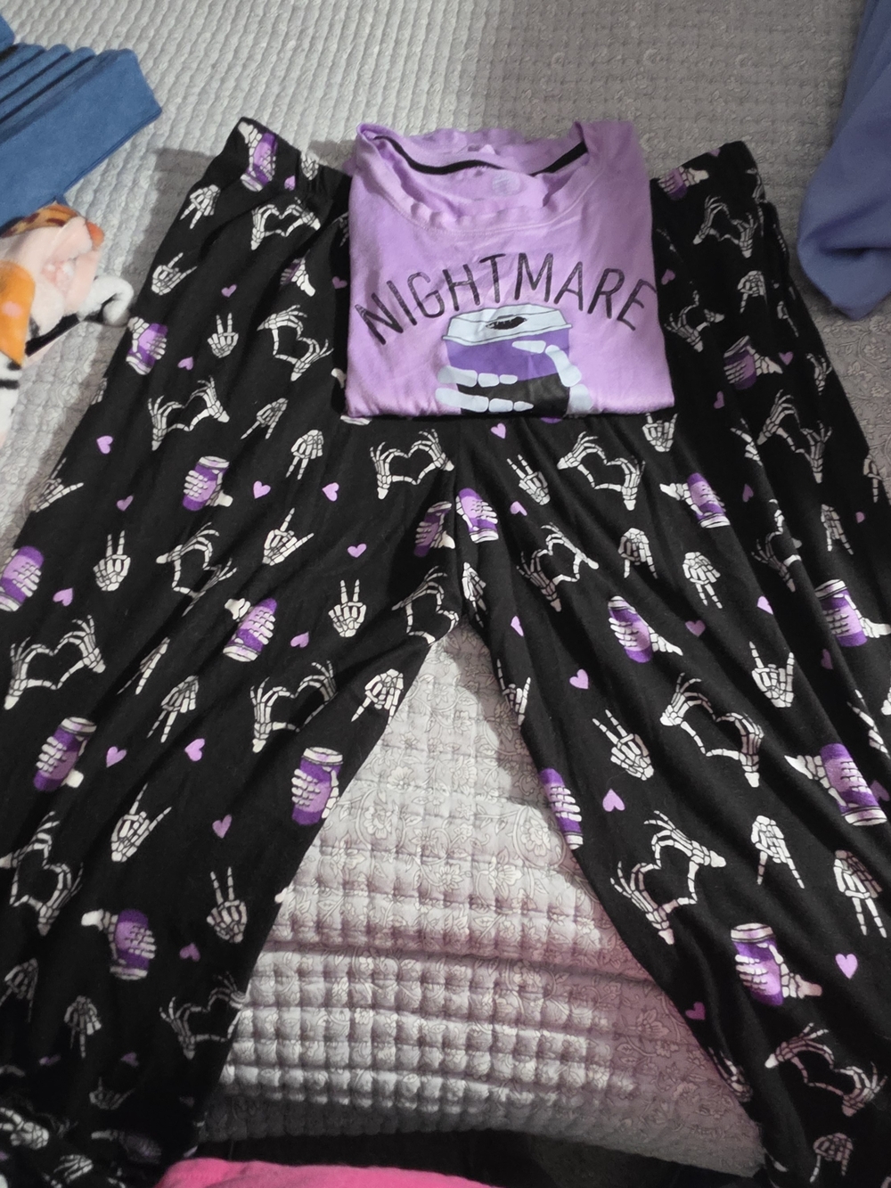 Womens Plus Size Purple "Nightmare" Pajama Set - Black & Purple Sleepwear